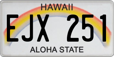 HI license plate EJX251