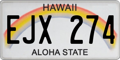 HI license plate EJX274