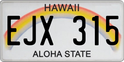 HI license plate EJX315