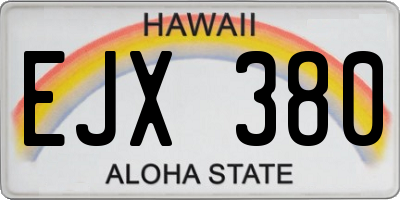 HI license plate EJX380