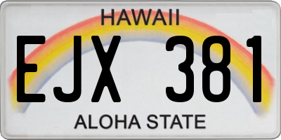 HI license plate EJX381
