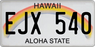 HI license plate EJX540