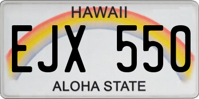 HI license plate EJX550