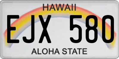 HI license plate EJX580