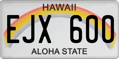 HI license plate EJX600