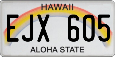 HI license plate EJX605