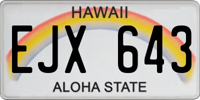 HI license plate EJX643