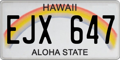 HI license plate EJX647