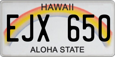 HI license plate EJX650
