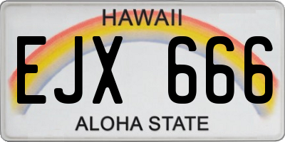 HI license plate EJX666