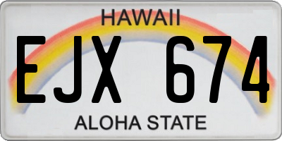 HI license plate EJX674