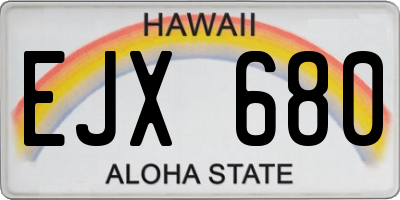 HI license plate EJX680