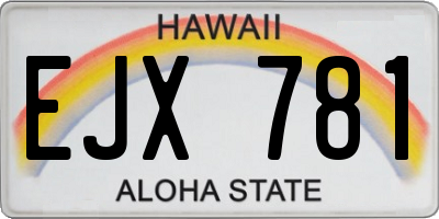 HI license plate EJX781