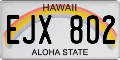 HI license plate EJX802