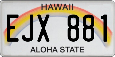 HI license plate EJX881