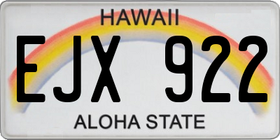HI license plate EJX922