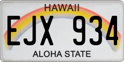 HI license plate EJX934