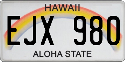 HI license plate EJX980