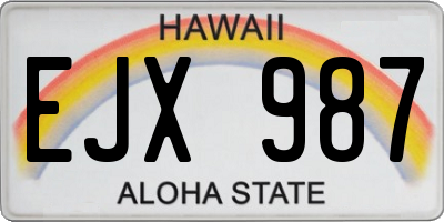 HI license plate EJX987