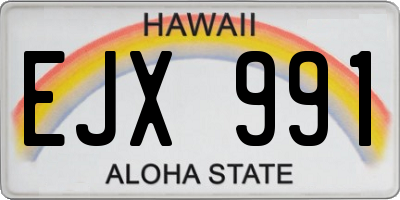 HI license plate EJX991