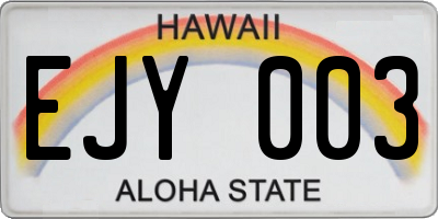 HI license plate EJY003