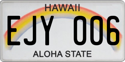 HI license plate EJY006