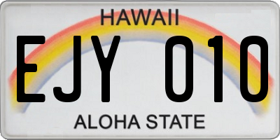 HI license plate EJY010