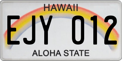 HI license plate EJY012