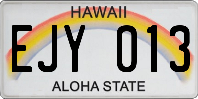 HI license plate EJY013