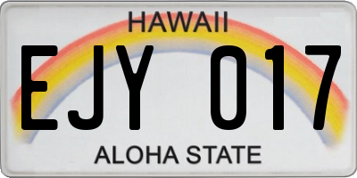 HI license plate EJY017