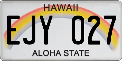 HI license plate EJY027