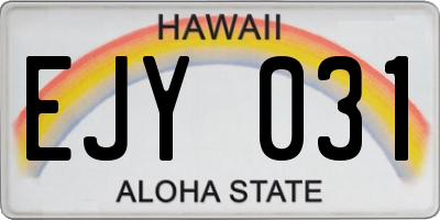 HI license plate EJY031