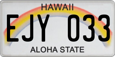HI license plate EJY033