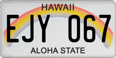 HI license plate EJY067