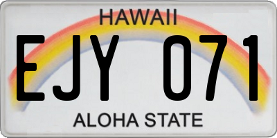 HI license plate EJY071