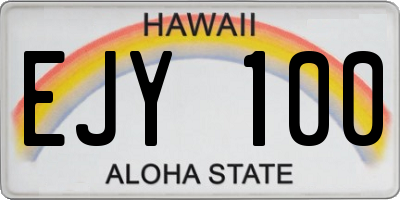 HI license plate EJY100