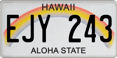 HI license plate EJY243