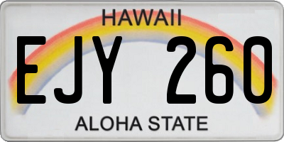 HI license plate EJY260