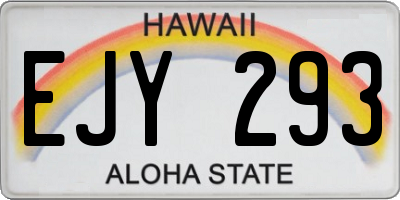 HI license plate EJY293