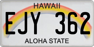 HI license plate EJY362