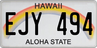 HI license plate EJY494