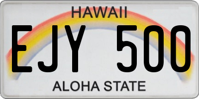 HI license plate EJY500