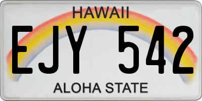 HI license plate EJY542