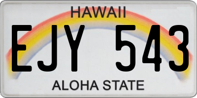 HI license plate EJY543