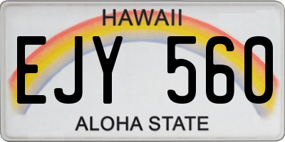 HI license plate EJY560