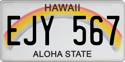 HI license plate EJY567