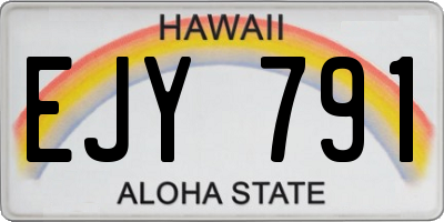 HI license plate EJY791