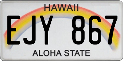 HI license plate EJY867