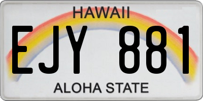 HI license plate EJY881