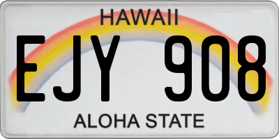 HI license plate EJY908